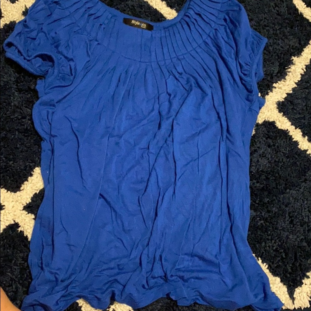 Royal blue short sleeve blouse